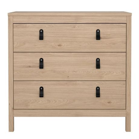 Audrey 80cm 3 Drawer Chest of Drawers - Jackson Hickory Oak - FurniComp