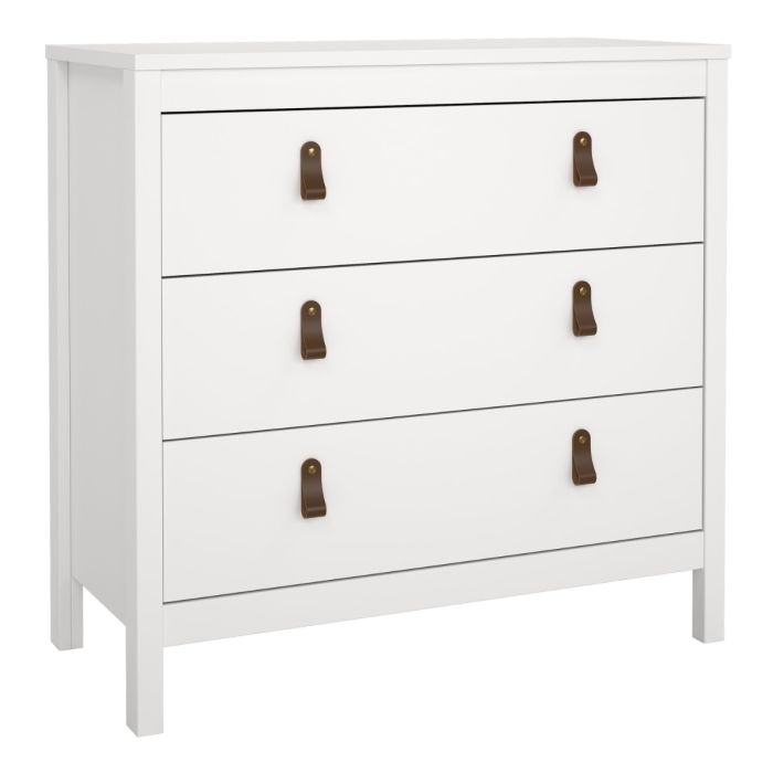 Audrey 80cm 3 Drawer Chest of Drawers - White - FurniComp