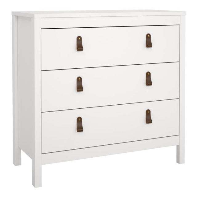 Audrey 80cm 3 Drawer Chest of Drawers - White - FurniComp