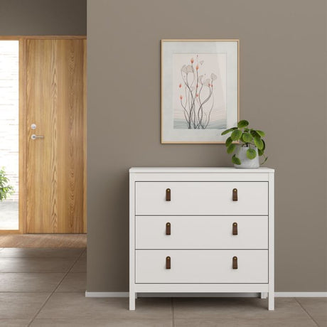 Audrey 80cm 3 Drawer Chest of Drawers - White - FurniComp