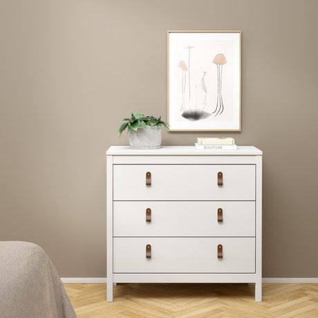 Audrey 80cm 3 Drawer Chest of Drawers - White - FurniComp
