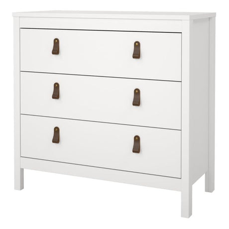 Audrey 80cm 3 Drawer Chest of Drawers - White - FurniComp