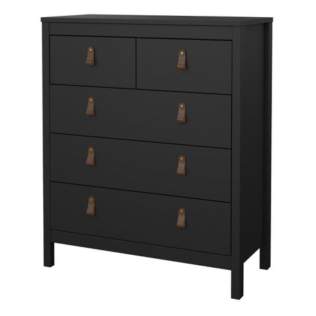 Audrey 80cm 5 Drawer Chest of Drawer-Black - FurniComp