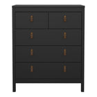 Audrey 80cm 5 Drawer Chest of Drawer-Black - FurniComp