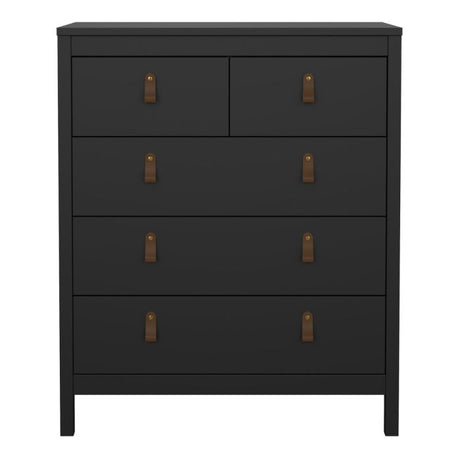 Audrey 80cm 5 Drawer Chest of Drawer-Black - FurniComp