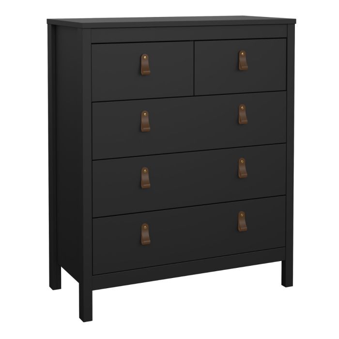 Audrey 80cm 5 Drawer Chest of Drawer-Black - FurniComp