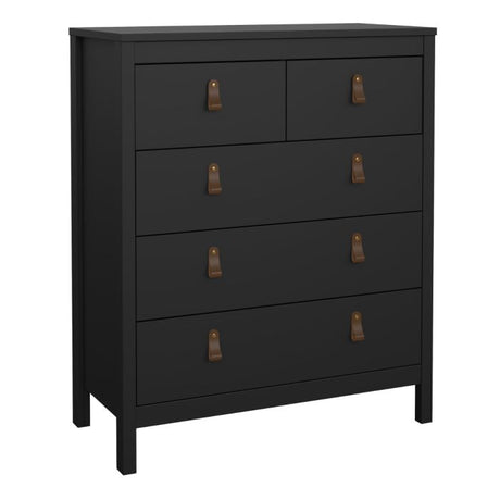 Audrey 80cm 5 Drawer Chest of Drawer-Black - FurniComp