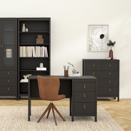 Audrey 80cm 5 Drawer Chest of Drawer-Black - FurniComp