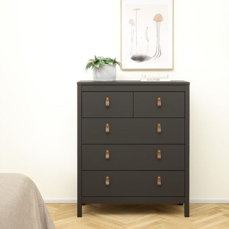 Audrey 80cm 5 Drawer Chest of Drawer-Black - FurniComp
