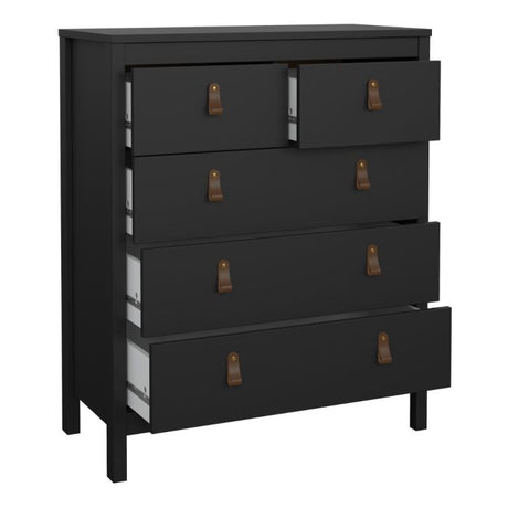 Audrey 80cm 5 Drawer Chest of Drawer-Black - FurniComp