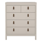 Audrey 80cm 5 Drawer Chest of Drawer-Cashmere - FurniComp