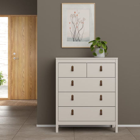 Audrey 80cm 5 Drawer Chest of Drawer-Cashmere - FurniComp