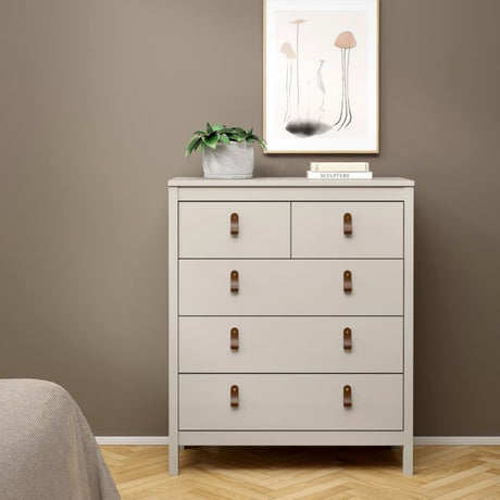 Audrey 80cm 5 Drawer Chest of Drawer-Cashmere - FurniComp