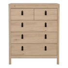 Audrey 80cm 5 Drawer Chest of Drawer-Jackson Hickory Oak - FurniComp