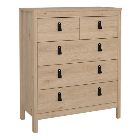 Audrey 80cm 5 Drawer Chest of Drawer-Jackson Hickory Oak - FurniComp