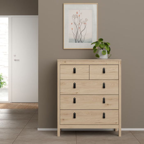 Audrey 80cm 5 Drawer Chest of Drawer-Jackson Hickory Oak - FurniComp