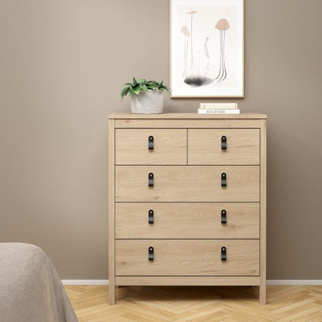 Audrey 80cm 5 Drawer Chest of Drawer-Jackson Hickory Oak - FurniComp