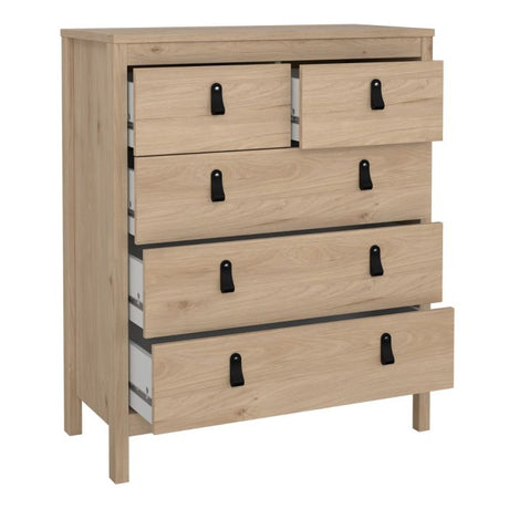 Audrey 80cm 5 Drawer Chest of Drawer-Jackson Hickory Oak - FurniComp