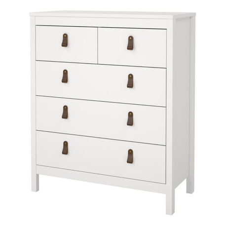 Audrey 80cm 5 Drawer Chest of Drawer-White - FurniComp