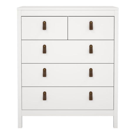 Audrey 80cm 5 Drawer Chest of Drawer-White - FurniComp
