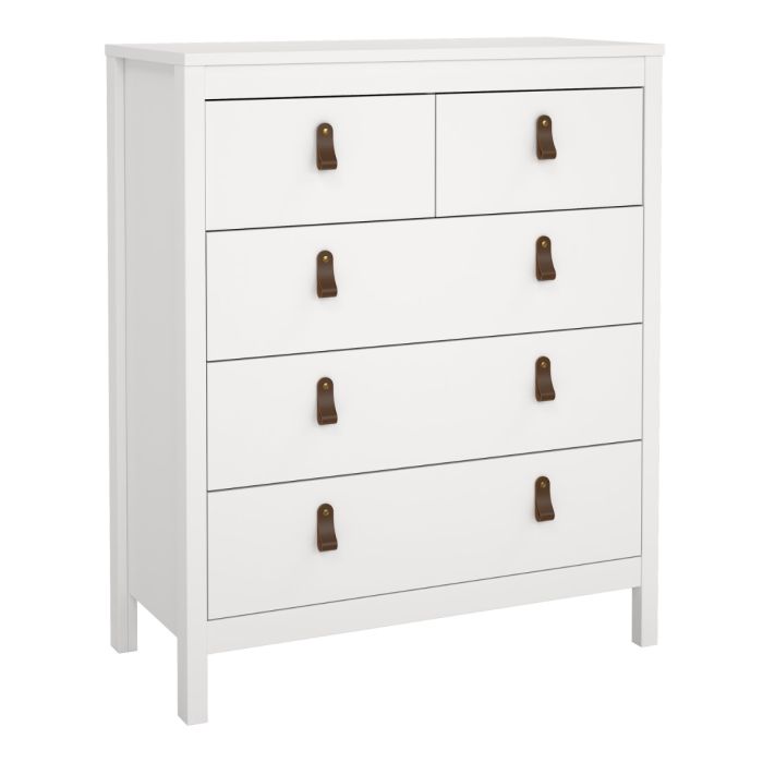 Audrey 80cm 5 Drawer Chest of Drawer-White - FurniComp