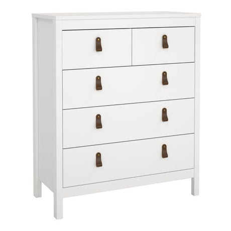 Audrey 80cm 5 Drawer Chest of Drawer-White - FurniComp