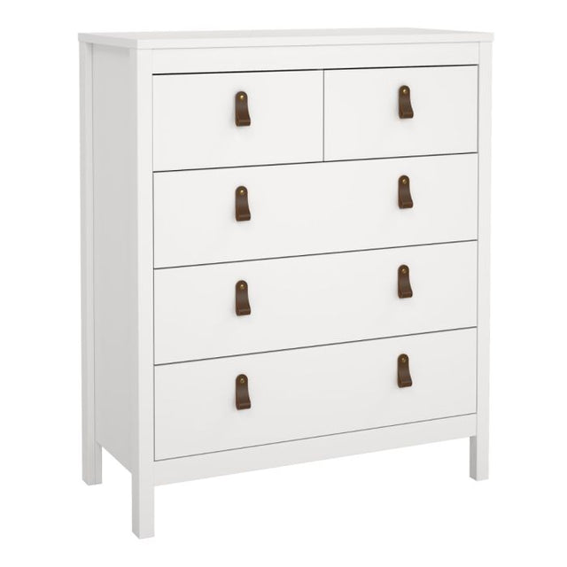 Audrey 80cm 5 Drawer Chest of Drawer-White - FurniComp