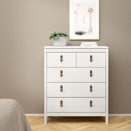 Audrey 80cm 5 Drawer Chest of Drawer-White - FurniComp