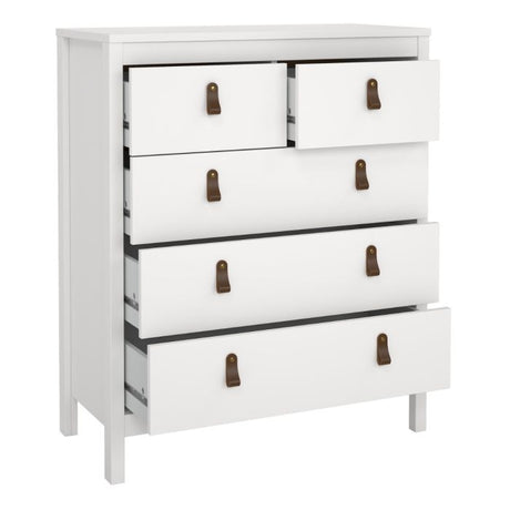 Audrey 80cm 5 Drawer Chest of Drawer-White - FurniComp