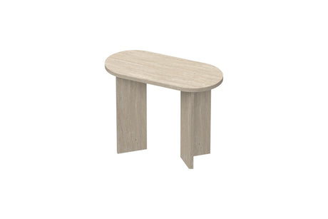 Aurora Oval Side Table- Travertine Stone - FurniComp