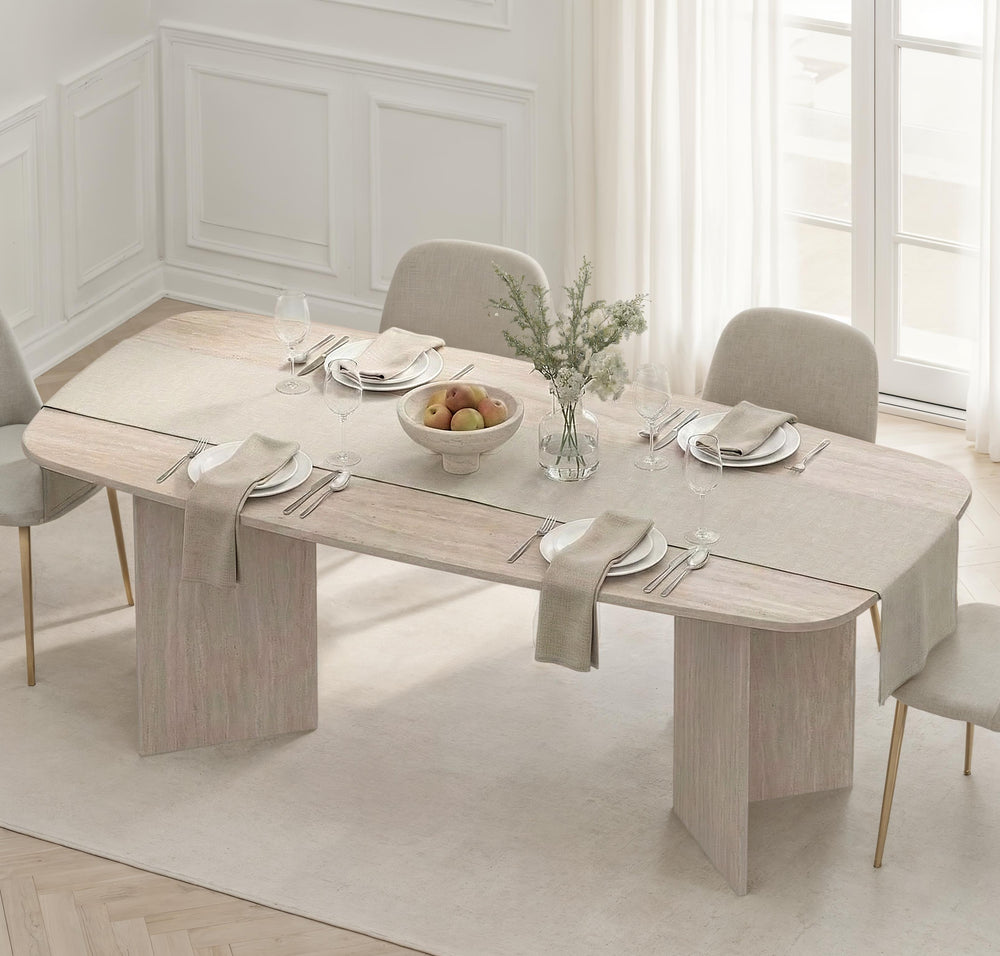 Aurora 6-8 Seater 200cm Dining Table- Travertine Stone