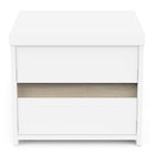 Avery 2 Drawer Matt White and Oak Bedside Table - FurniComp