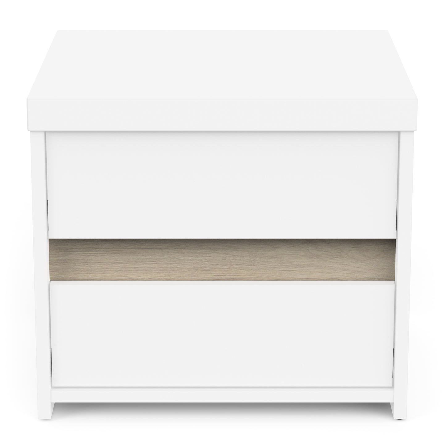 Avery 2 Drawer Matt White and Oak Bedside - FurniComp