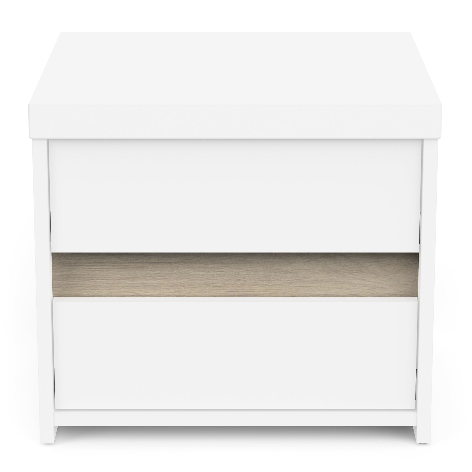 Avery 2 Drawer Matt White and Oak Bedside - FurniComp
