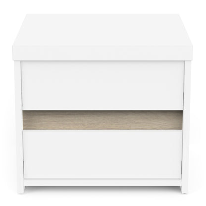Avery 2 Drawer Matt White and Oak Bedside - FurniComp