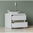 Avery 2 Drawer Matt White and Oak Bedside Table - FurniComp