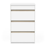 Avery 4 Drawer Matt White and Oak Tall Chest of Drawers - FurniComp