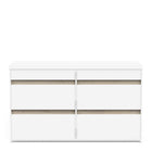 Avery 6 Drawer (3+3) Matt White and Oak Wide Chest of Drawers - FurniComp