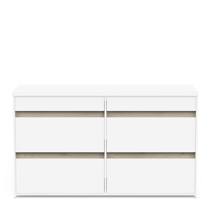 Avery 6 Drawer (3+3) Matt White and Oak Wide Chest of Drawers - FurniComp