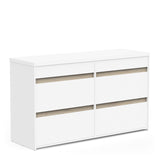 Avery 6 Drawer (3+3) Matt White and Oak Wide Chest of Drawers - FurniComp