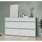 Avery 6 Drawer (3+3) Matt White and Oak Wide Chest of Drawers - FurniComp