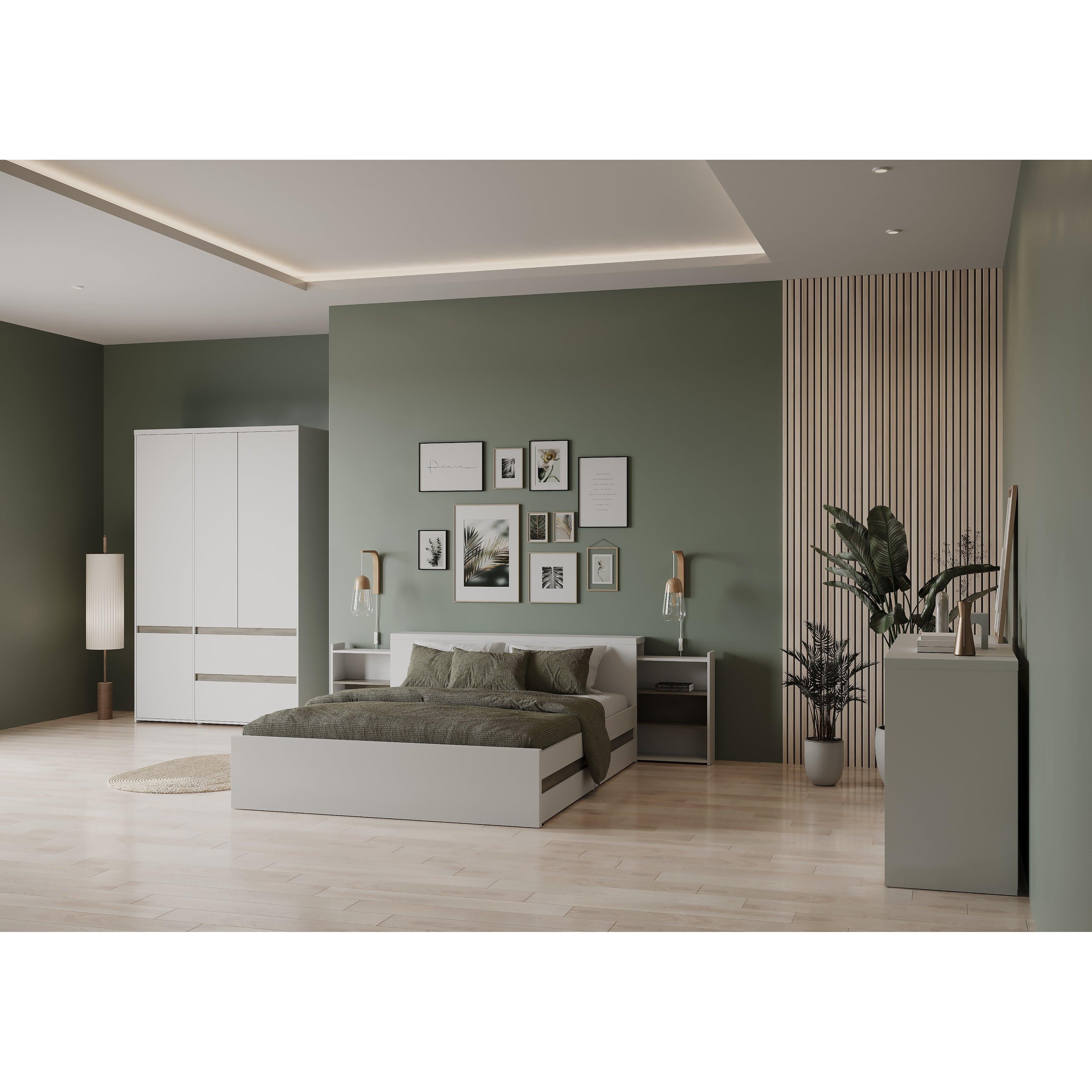 Avery 4 Drawer Matt White and Oak Tall Chest of Drawers - FurniComp