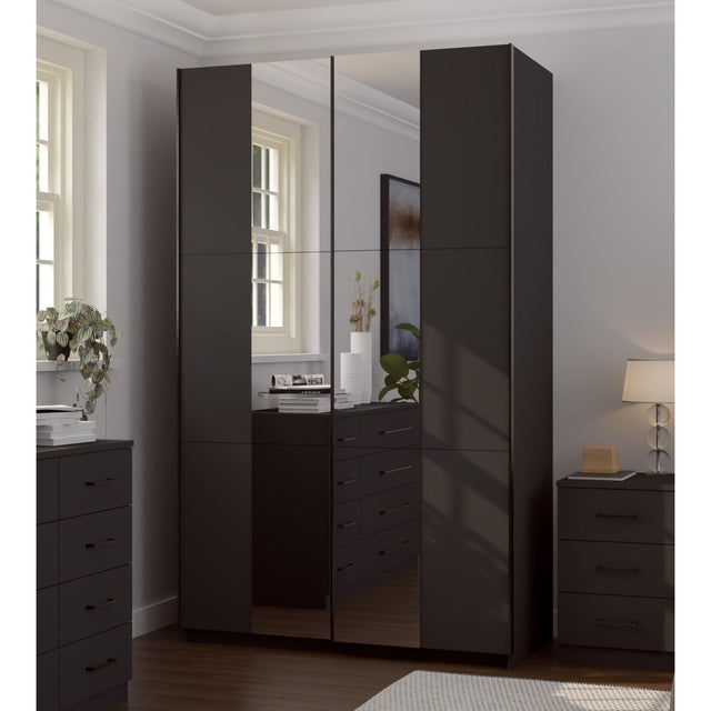 Axel 2 Door 120cm Anthracite Full Mirrored Sliding Door Wardrobe - FurniComp