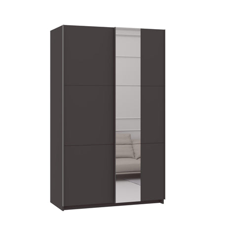 Axel 2 Door 120cm Anthracite Mirrored Sliding Door Wardrobe - FurniComp