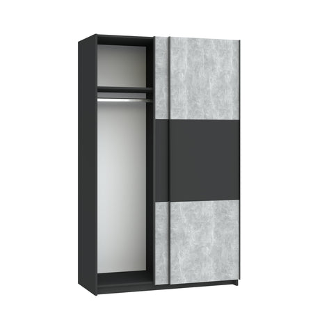 Axel 2 Door 120cm Anthracite & Concrete Grey Sliding Door Wardrobe - FurniComp