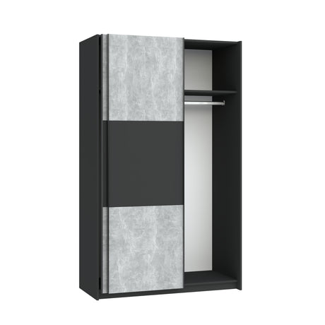 Axel 2 Door 120cm Anthracite & Concrete Grey Sliding Door Wardrobe - FurniComp