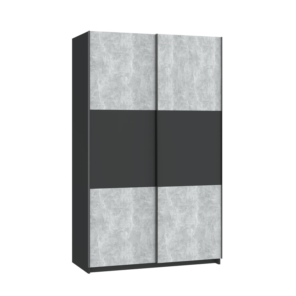 Axel 2 Door 120cm Anthracite & Concrete Grey Sliding Door Wardrobe - FurniComp