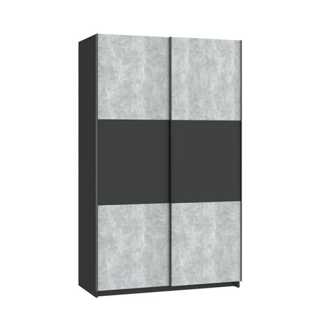 Axel 2 Door 120cm Anthracite & Concrete Grey Sliding Door Wardrobe - FurniComp