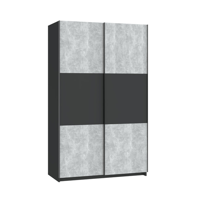 Axel 2 Door 120cm Anthracite & Concrete Grey Sliding Door Wardrobe - FurniComp