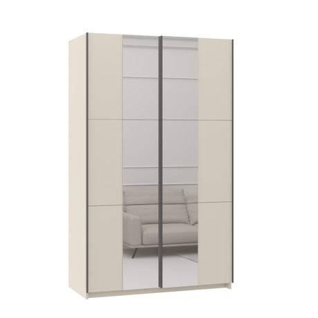 Axel 2 Door 120cm Cashmere Full Mirrored Sliding Door Wardrobe - FurniComp
